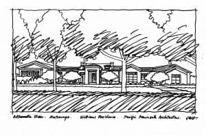 Black & White Line Drawing of Atherton Residence