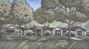 Color Pencil Rendering of New Custom Residence for Atherton, CA.