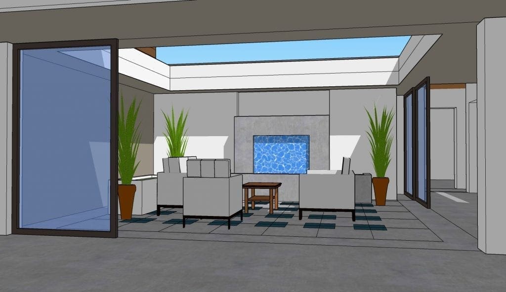 Digital Perspective Rendering of Atrium Space for Custom Home