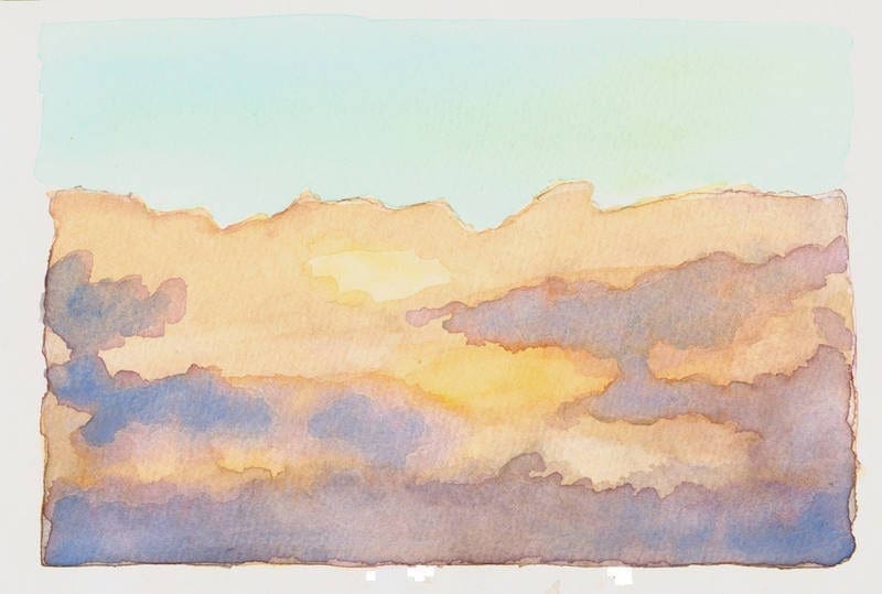 Watercolor of Sun Through Clouds
