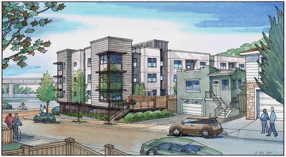 Watercolor Rendering of Residential Project near San Francisco