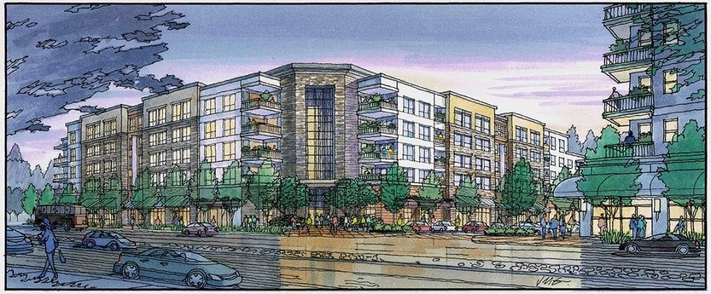Architectural Illustration in Watercolor for San Jose Mixed Use Project