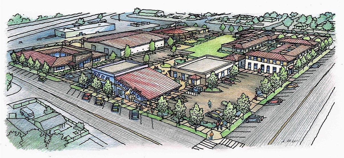 Color Pencil Rendering of Bakersfield California Homeless Center