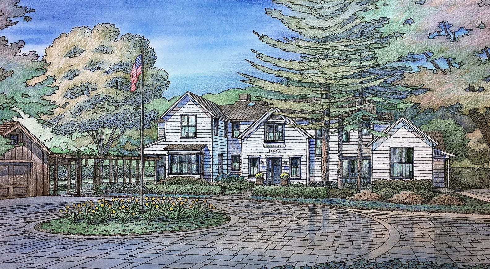 Color Architectural Rendering of Woodside Residence