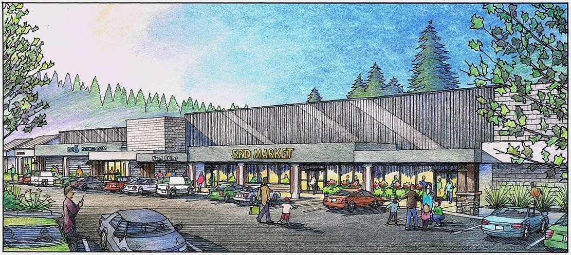 Color Rendering of Shopping Center Renovations in Grass Valley, California