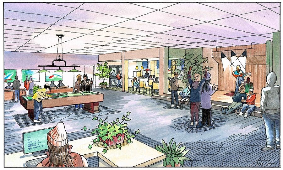 Color Renderings of Youth Center Interior