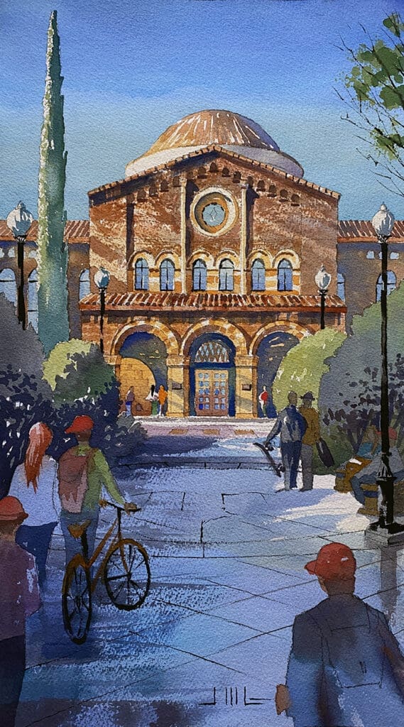 Watercolor Painting of Kendall Hall, Chico State University