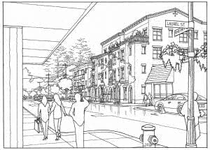 Freehand Felt Pen Line Drawing of Proposed Residential Project