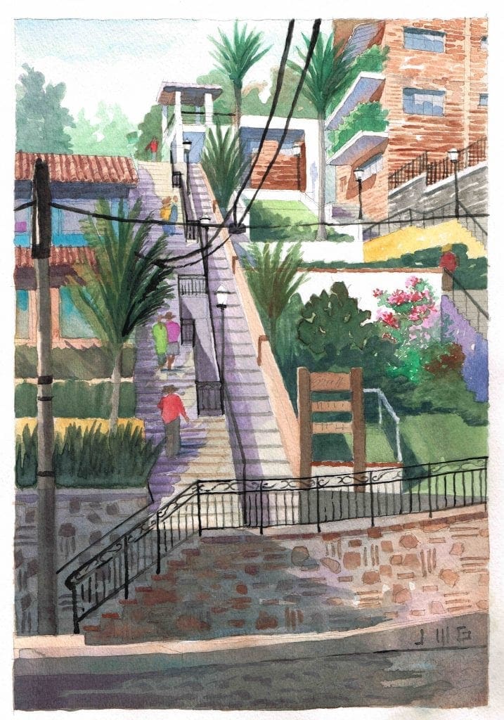 Travel Watercolor of Olas Altas in Puerto Vallarta