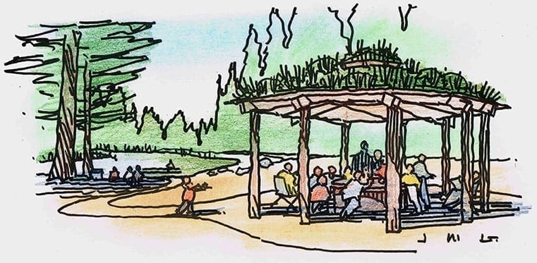 Color Perspective Sketch for Sierra Foothills School