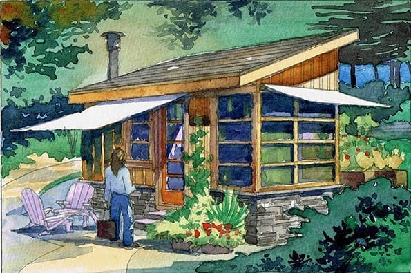 My Watercolor Painting of a Tiny House I designed