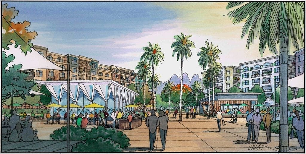 My Recent Watercolor Rendering of Active Plaza in San Jose