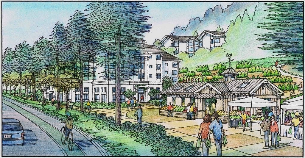 Color Pencil Rendering of Growers Market for Oakland