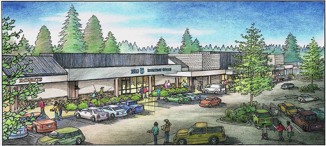 Color Rendering of Shopping Center Renovations in Grass Valley, California