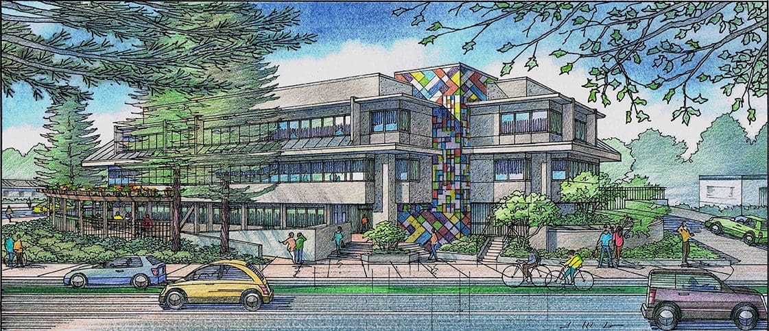 Architectural Rendering of Renovated Existing Building in San Rafael, California