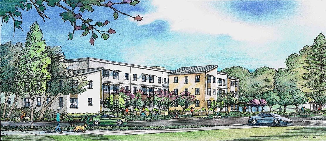 Architectural Renderings of Veterans Housing for Menlo Park, California