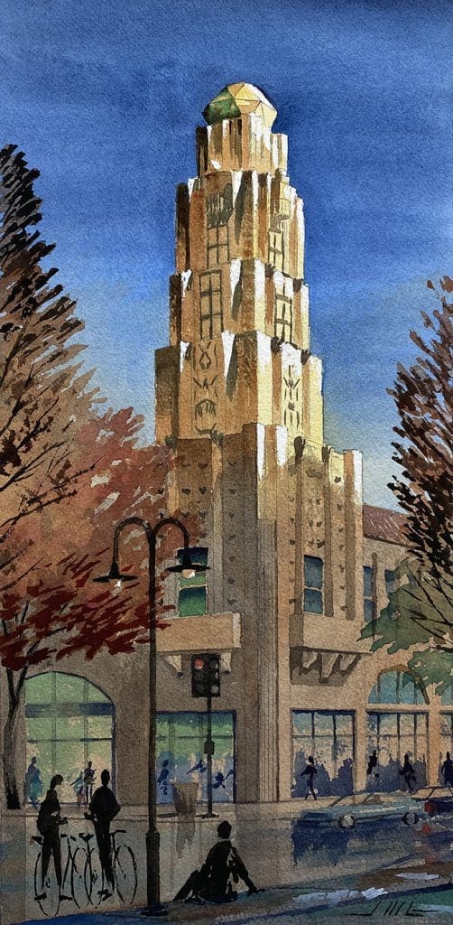 Watercolor Painting of Senator Theater in Chico, California