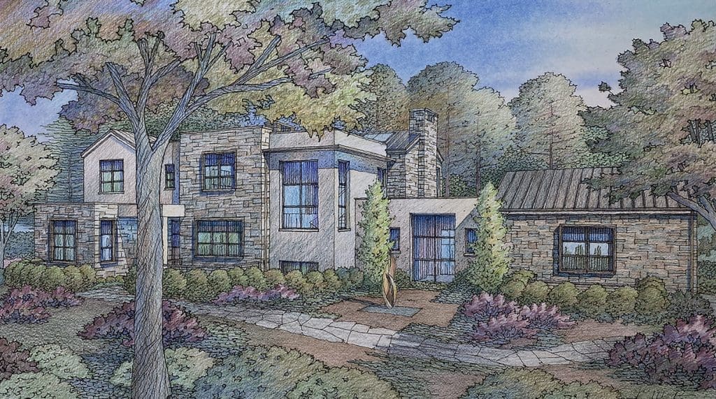 Hand Drawn Color Pencil Renderings of Los Altos Hills Project